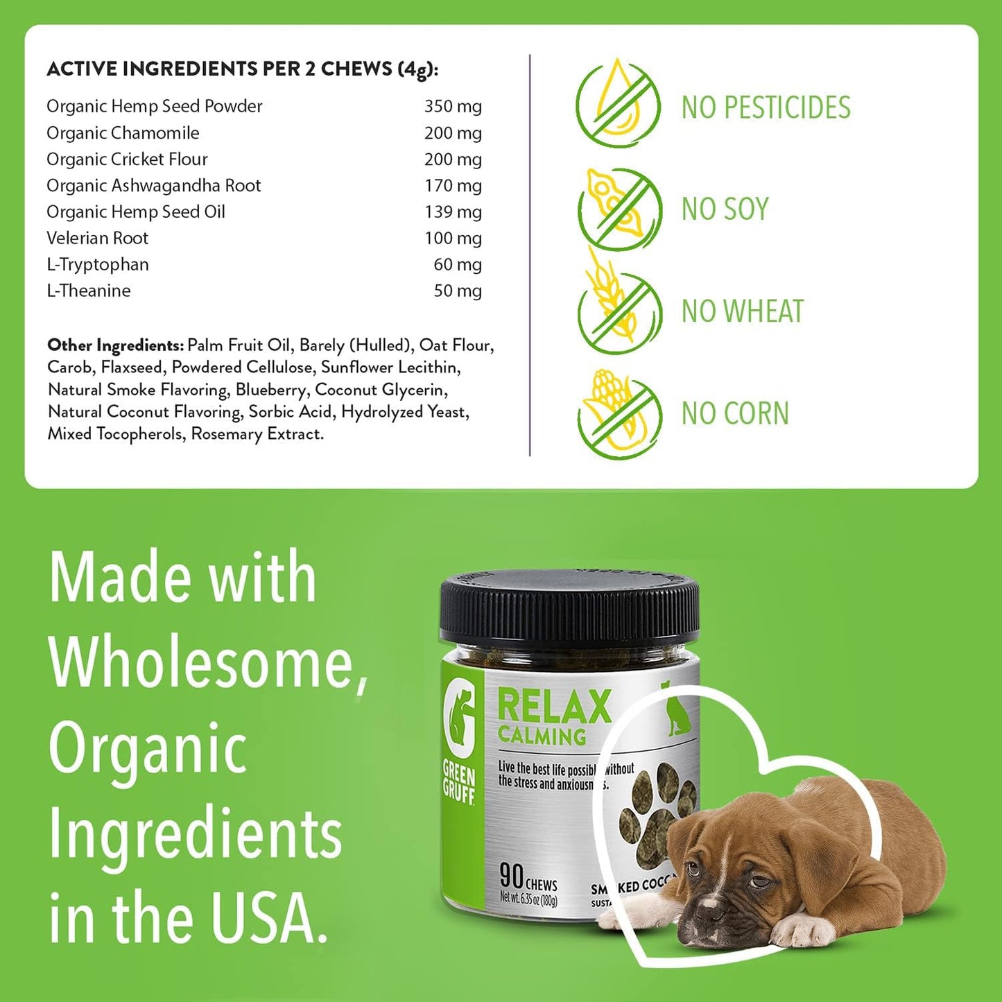 Calming Chews for Dogs - Organic Calming Dog Supplement - Veterinarian Approved - Dog Calming Treats to Relieve Stress, Separation, Storms, Fireworks, Travel - 90 Chews