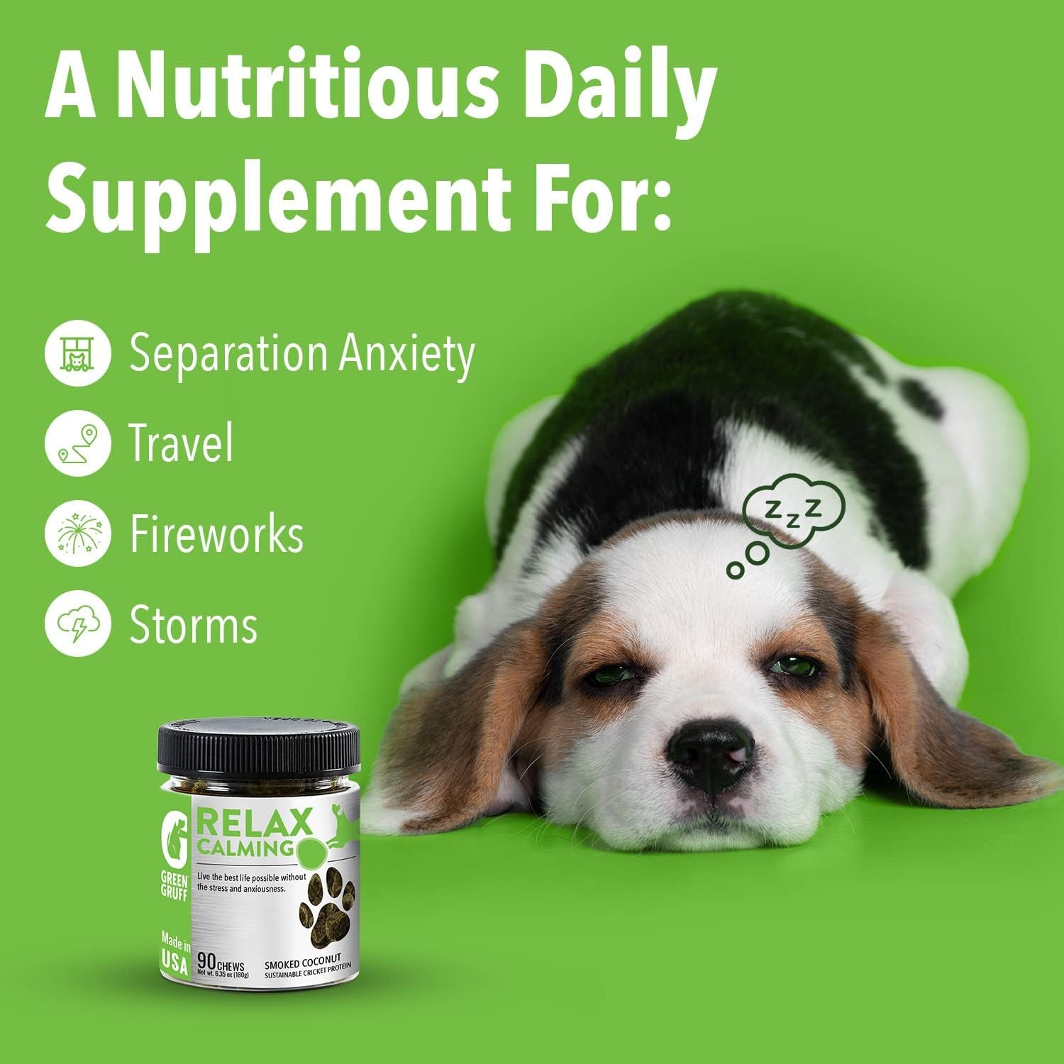 Calming Chews for Dogs - Organic Calming Dog Supplement - Veterinarian Approved - Dog Calming Treats to Relieve Stress, Separation, Storms, Fireworks, Travel - 90 Chews